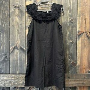 Madewell Fringe Dress S Black Sundream Crochet Dark Coquette Festival Boho Girly